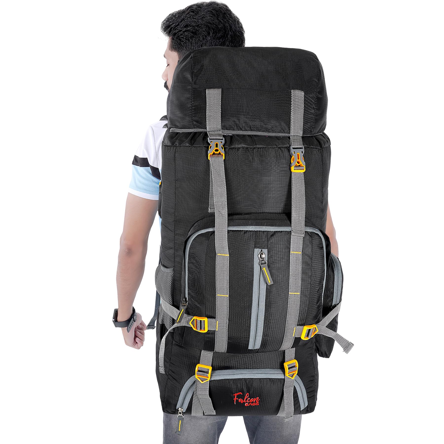 70L Tourist Rucksack Trekking Backpack for Hiking, Camping, Travel, Mountaineering with Zippered & Cord Top Locking, 6 Padded Pockets, Water Resistant & Durable for Men & Women-image-20