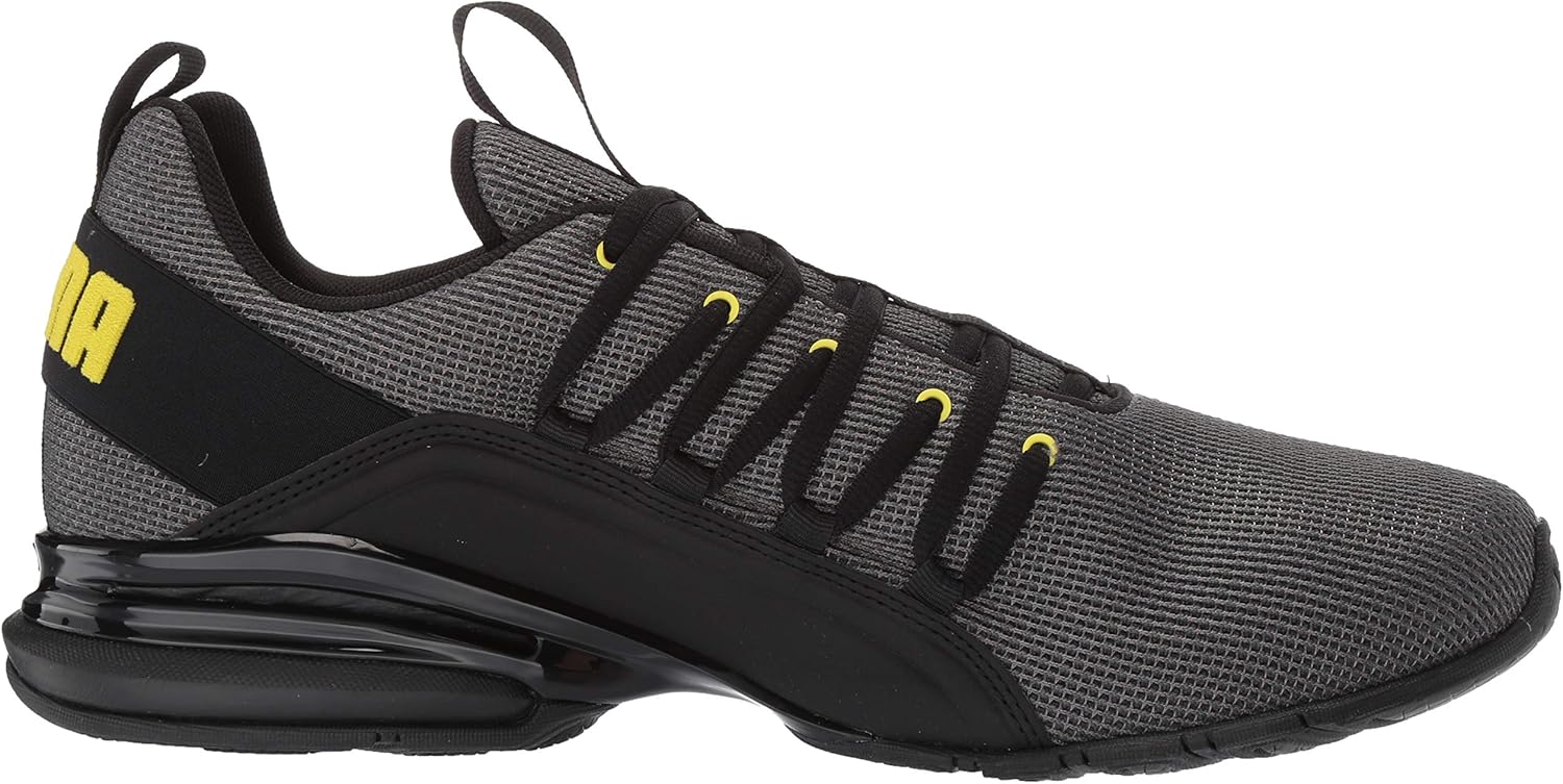 Puma Men's Axelion Cross-Trainer, Charcoal Gray-Blazing Yellow, 13 M US