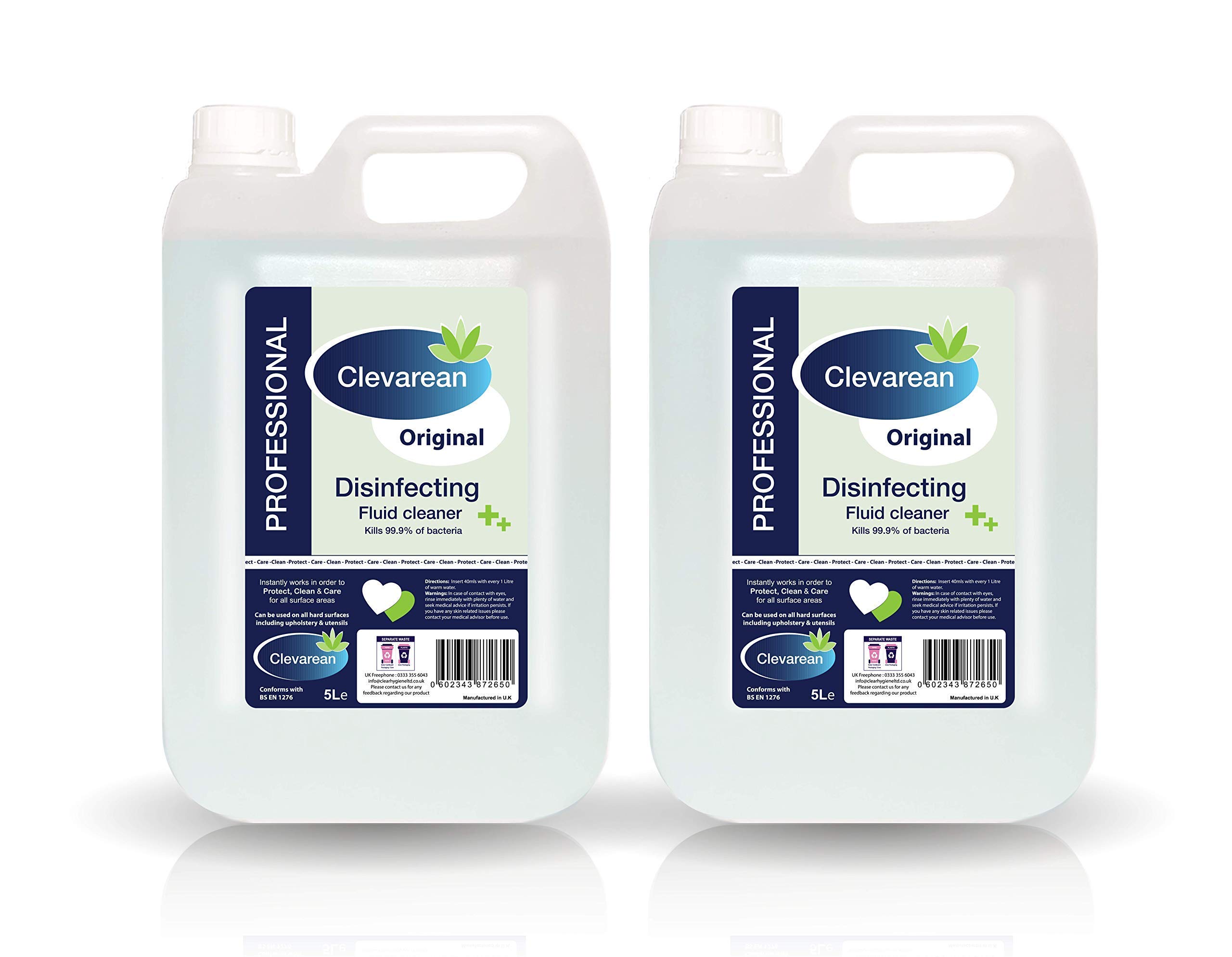 Clevarean Anti-Bacterial Disinfecting Fluid, 5L x 2 (Alcohol Free)
