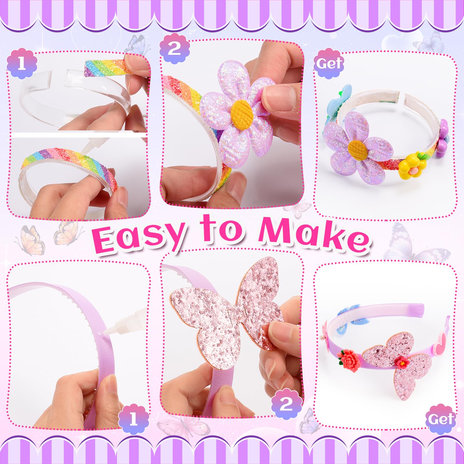 WootoyOutdoor Regalo Niña 3-12 Años, DIY Diademas Niña Kit para Hacer Pulseras Manualidades Niña 4-10 Años Juguete Niña 3-10 Años Accesorios pelo Niña Juguetes para Niñas Unicornios para Niñas