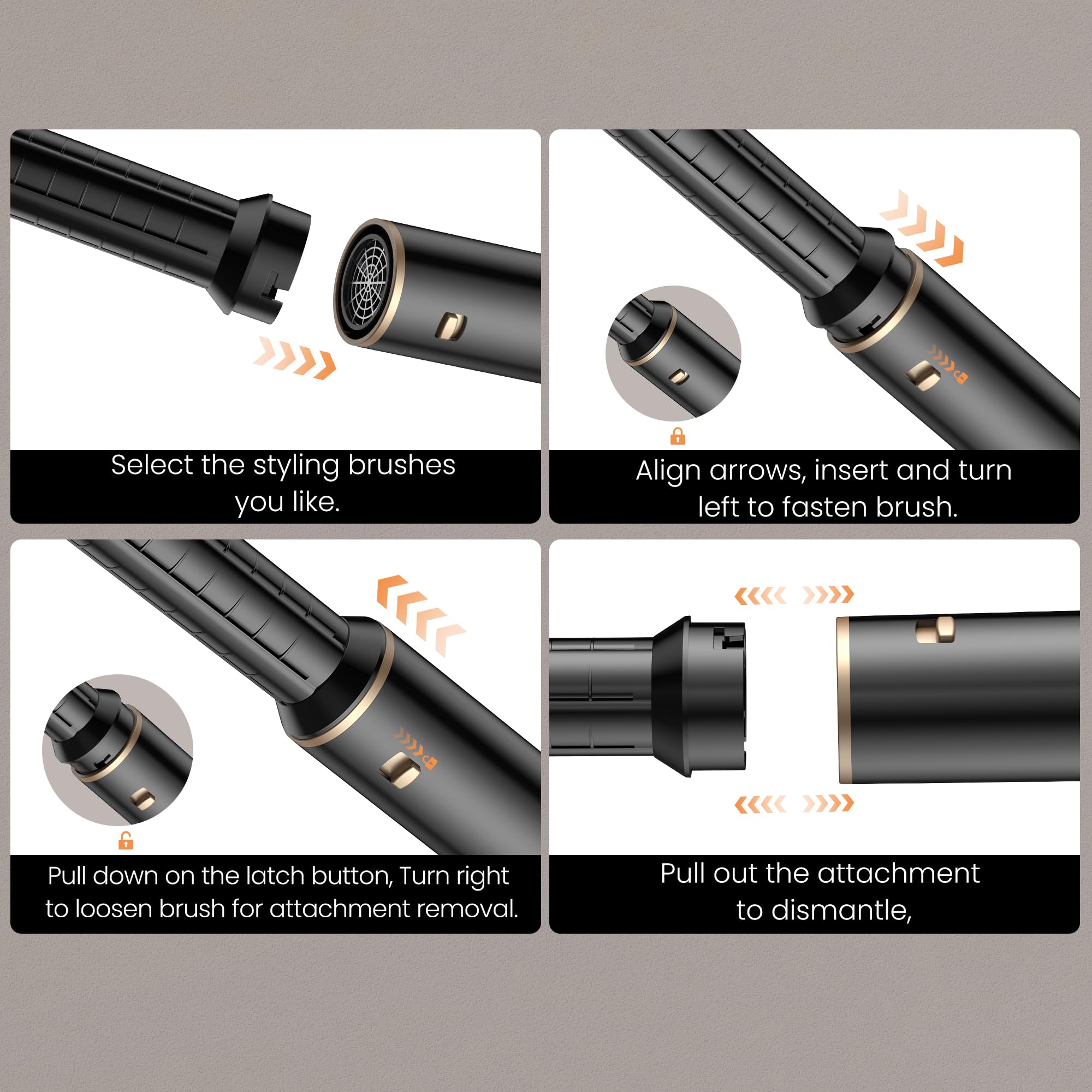 Juego de peluquería Secador 5 en 1 Secador Moldeador de Pelo 5 Cabezales Intercambiables 3 Temperaturas moldeador pelo Cepillo Secador Pelo uego de Brochas para Secar el cCabello