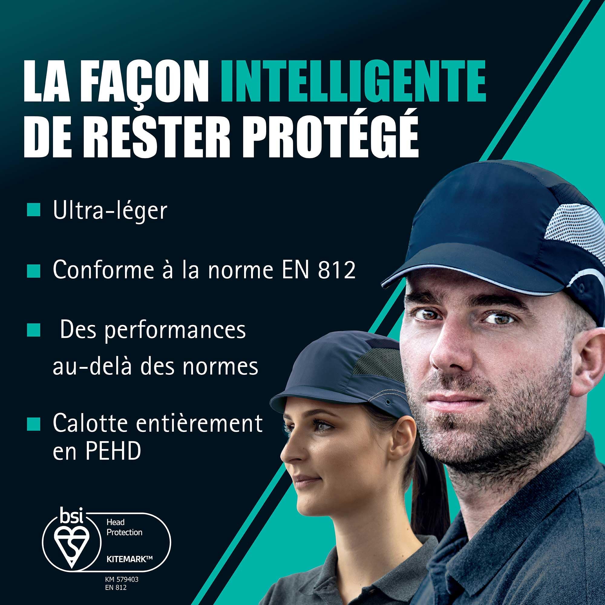JSP HARDCAP Aerolite Casquette légère - Visière 2,5 cm - Bleu Marine - Ventilée - Anti-heurt & Coque sécurité en 812 - pour logistique, Maintenance, Industrie & Bricolage - en 812