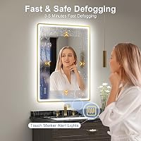 STARLEAD Fürdőszobai LED Tükör Arany Kerettel - Bluetooth Hangszórós, Páramentesítő, 3 Színhőmérséklet, Fényerőszabályzás, 80x60 cm 3