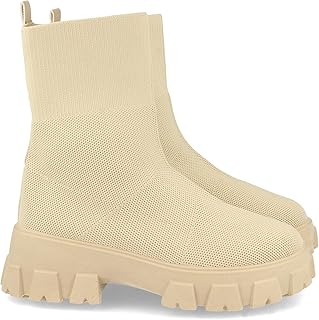 Botin de Mujer con Plataforma, Suela Dentada, Material Elastico, y Cierre de Ajuste, Otono Invierno 2021