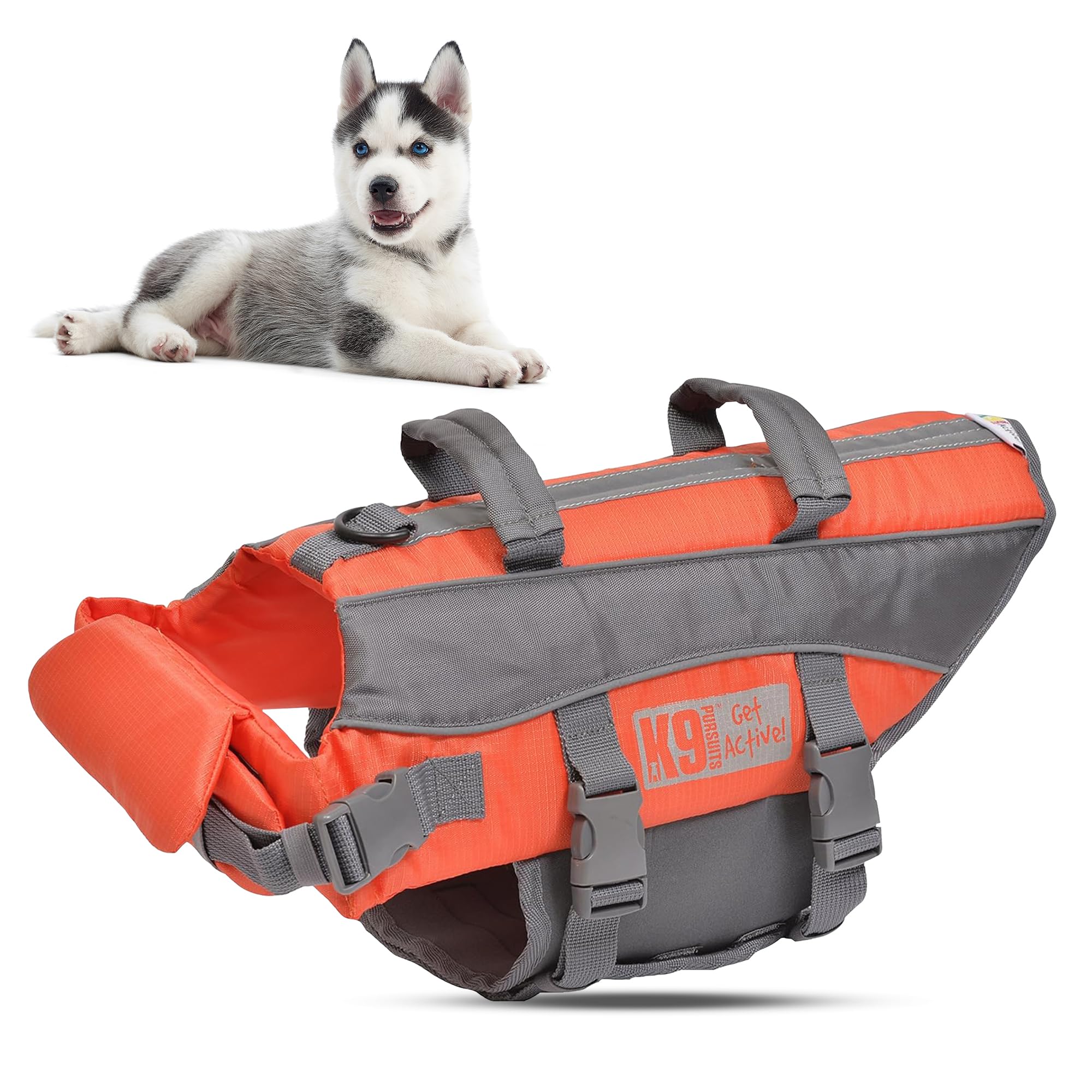 K9 Pursuits High Visibility Easy Grab Float Coat Life Jacket, X-Small, Orange