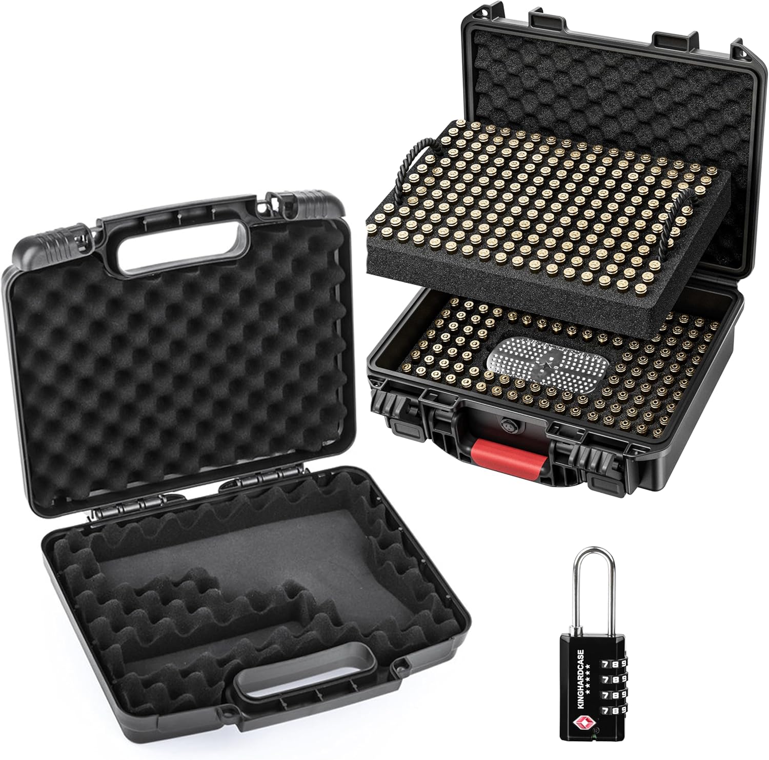 Pre-Cut 9mm Gun Case with 1 TSA Lock and 350 Round Ammo Locking Storage Case