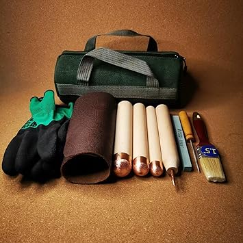 DIY Stone Age Toolkit - Copper Boppers and Flint Knapping Tool Set for Volcanic Glass and Crystal Notching - Pressure Flakers and ISHI Sticks for Crafting and Tool Making