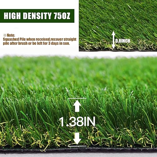 Miniatura 5 de Weidear Césped artificial de 3 pies x 36 pies, alfombra de césped artificial de 1.38 pulgadas, alfombra de césped sintético de 4 tonos, césped