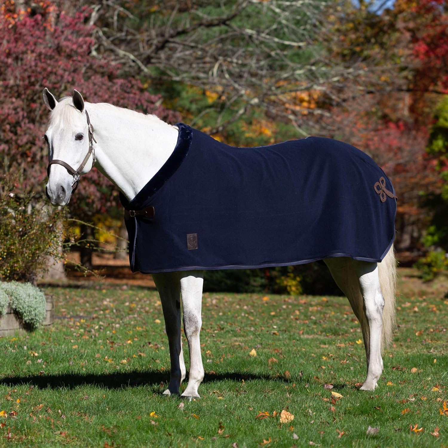 Equinavia Koselig Fleece Cooler - Navy/Brown - 76 in