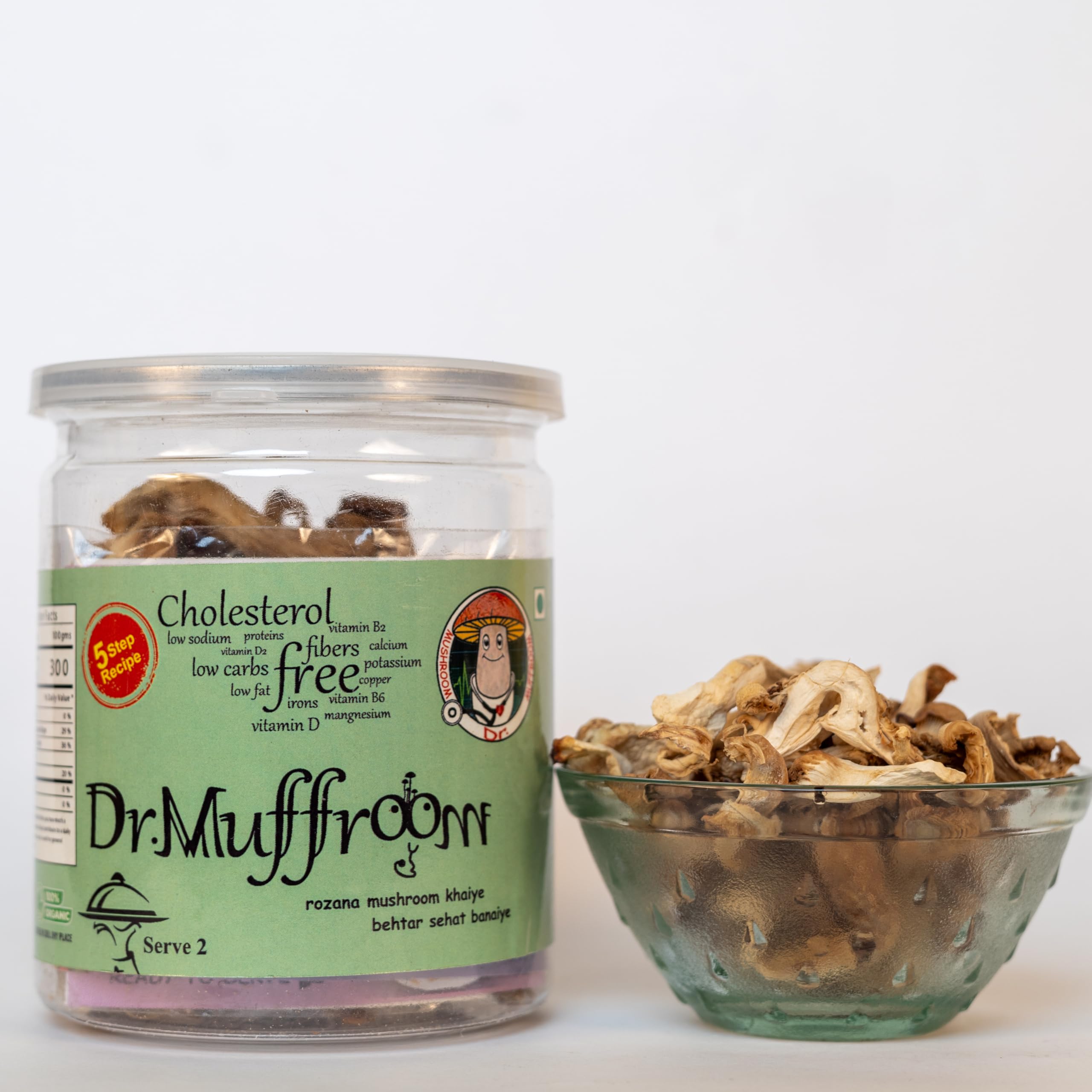 Dr.Muffroom Dried Oyster Mushrooms || Cholesterol Free || Heart-Healthy || Versitile Culinary Delight || Umami Blast || 100% Natural Organically Dried Mushrooms || 60 Grams Pack of 2 3
