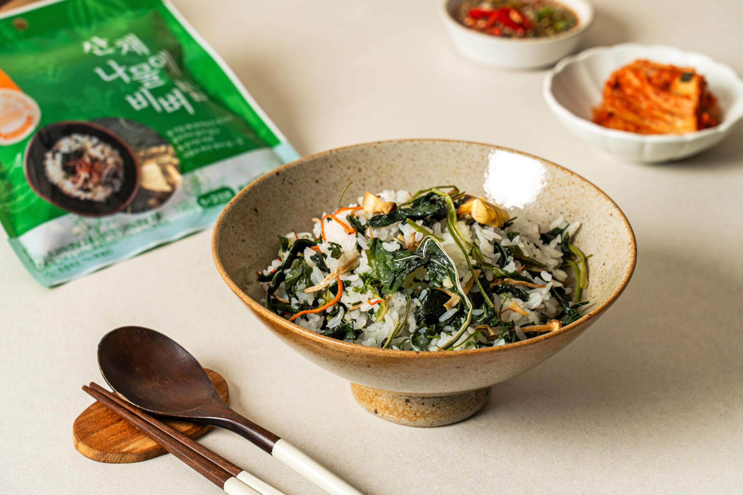 Korean Food Chwinamul Bibimbap Kit – 3-Pack Dried Wild Greens & Mushroom Mix (Chwinamul/Aster Leaf Herb, Bujikkaengi, Shiitake) – Vegan, Healthy, Ready-to-Cook, 취나물 비빔밥, 산나물, 건나물