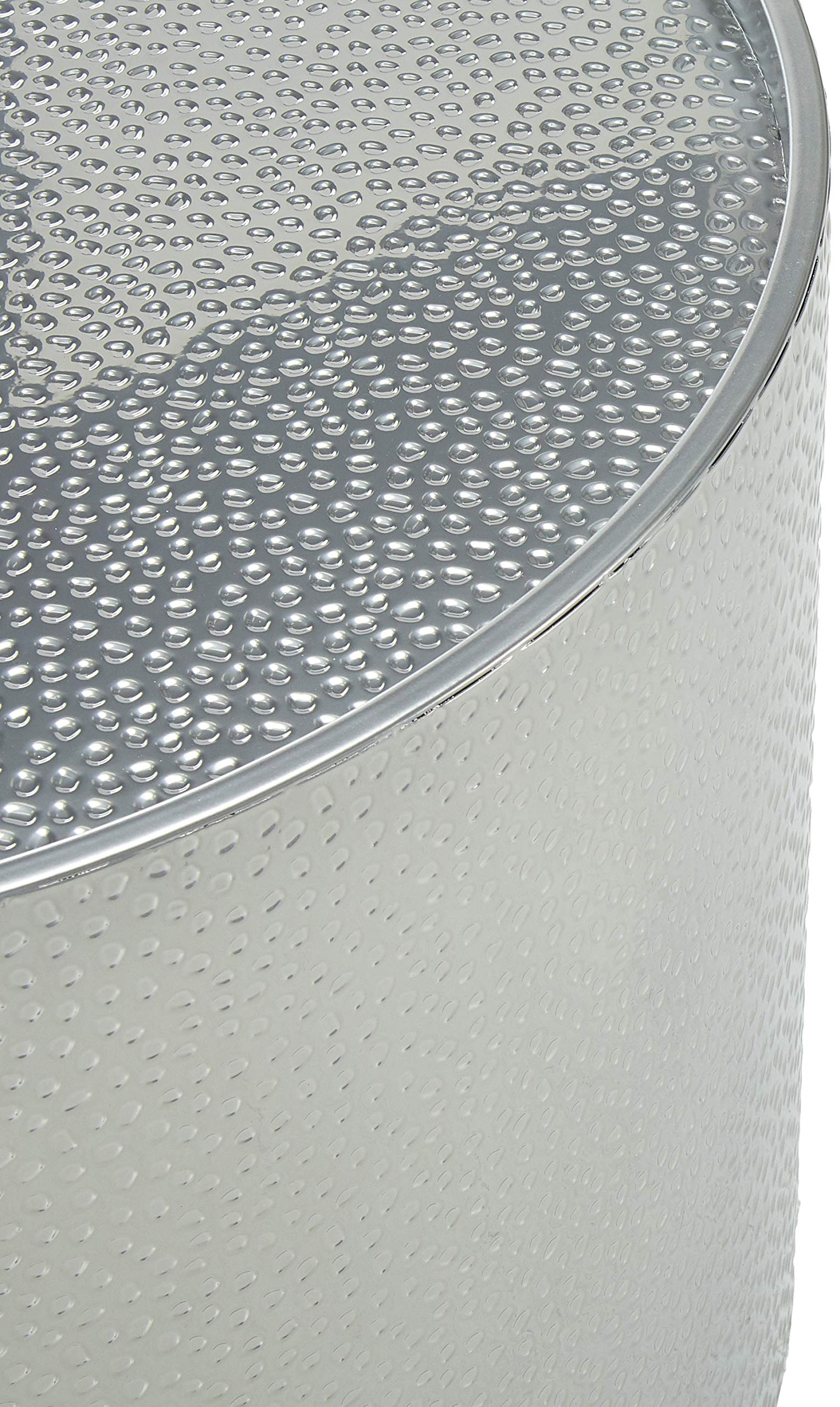 Knight Home Rache Modern Round Coffee Table with Hammered Iron, Silver