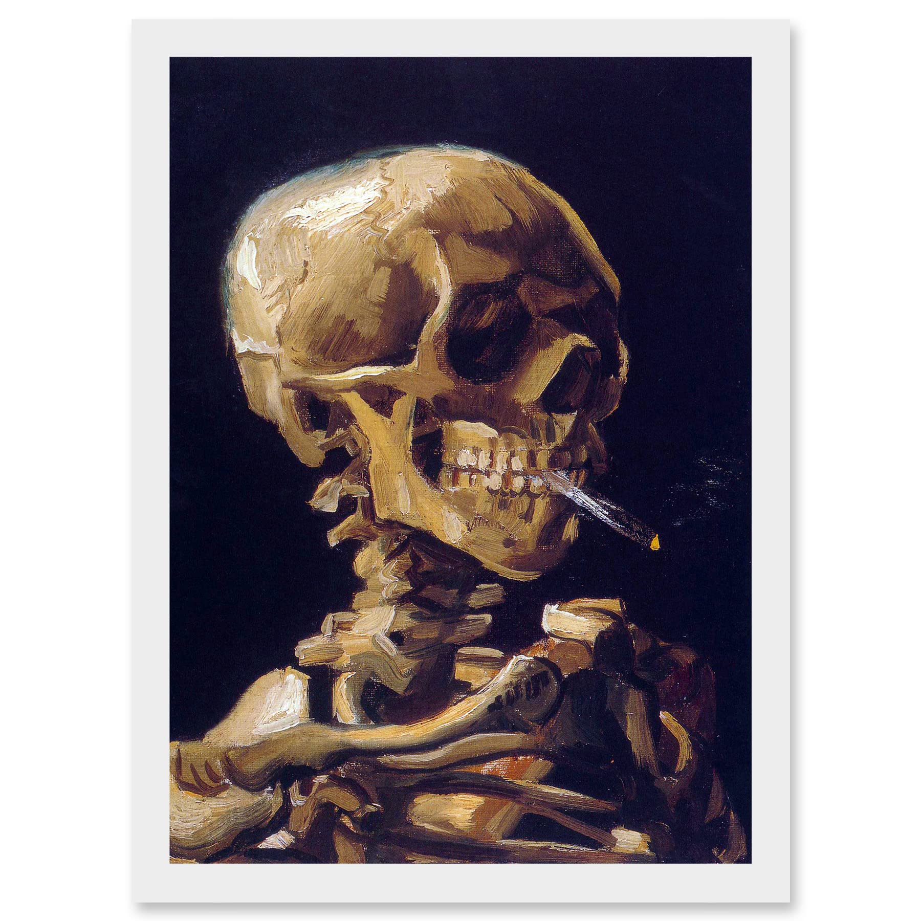 Artery8 Vincent Van Gogh Skull With A Burning Cigarette A4 Artwork Framed Wall Art Print