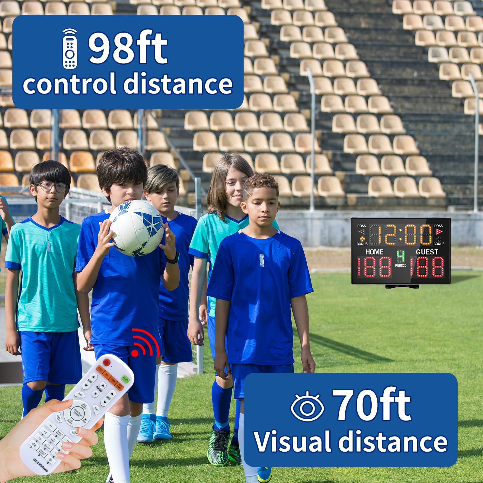 LUCKY TIME Multisport Tabletop Electronic Scoreboard,Battery Powered Digital Scoreboard with Remote,Used for Basketball,Volleyball,Wrestling,Football - Image 4