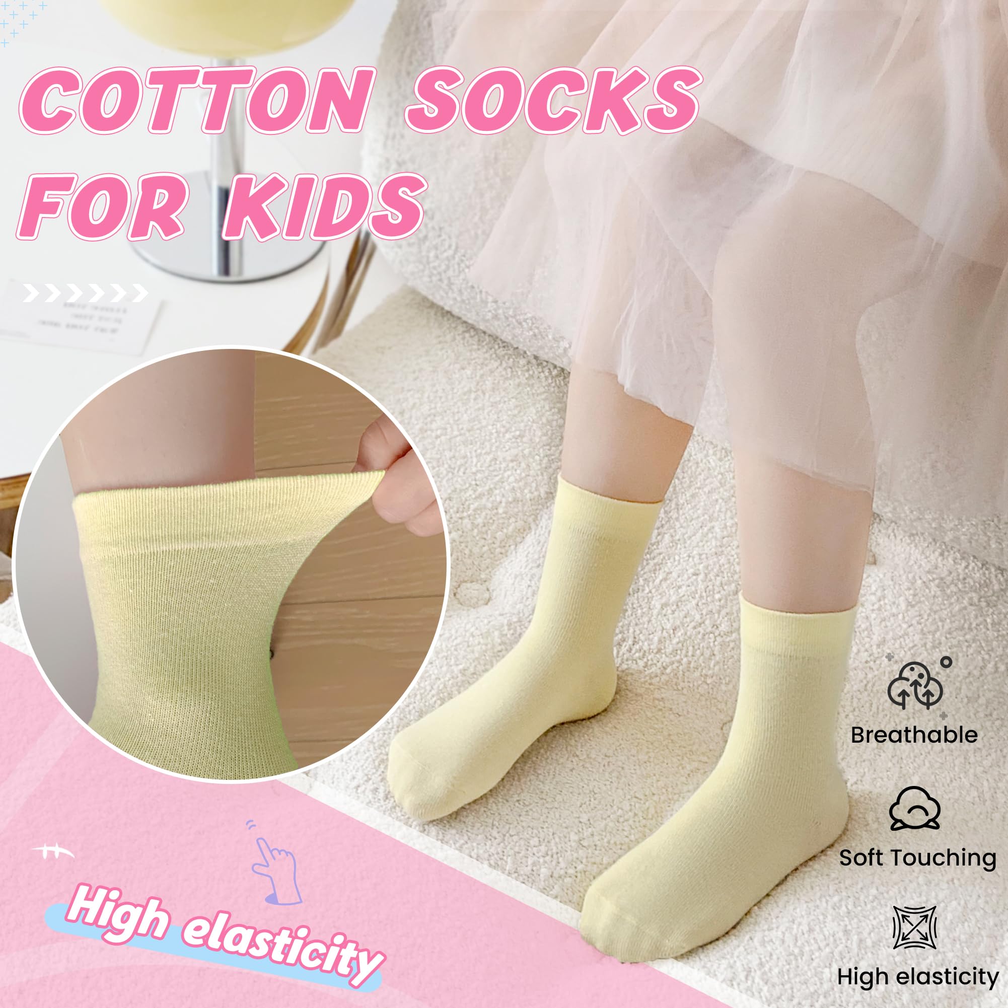SEEYAN 6 paia di calzini da bambina in cotone rosa a righe con cuore colorato per bambini