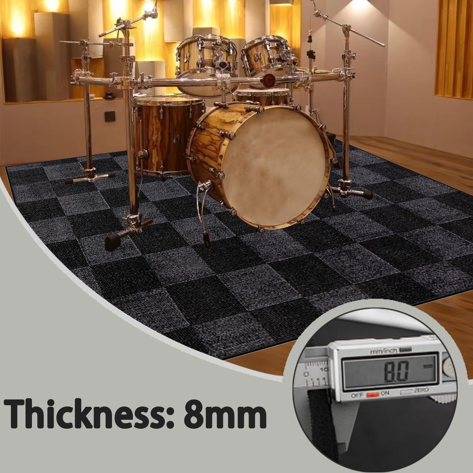 210 x 180 cm Tappeto Batteria Tappeto Antiscivolo Batteria Elettronica Tappeto per Batteria Tappetino Insonorizzato Tappeto Drum Coperta Tamburo Professionale Tappetino per Batteria Acustica Drum Rug