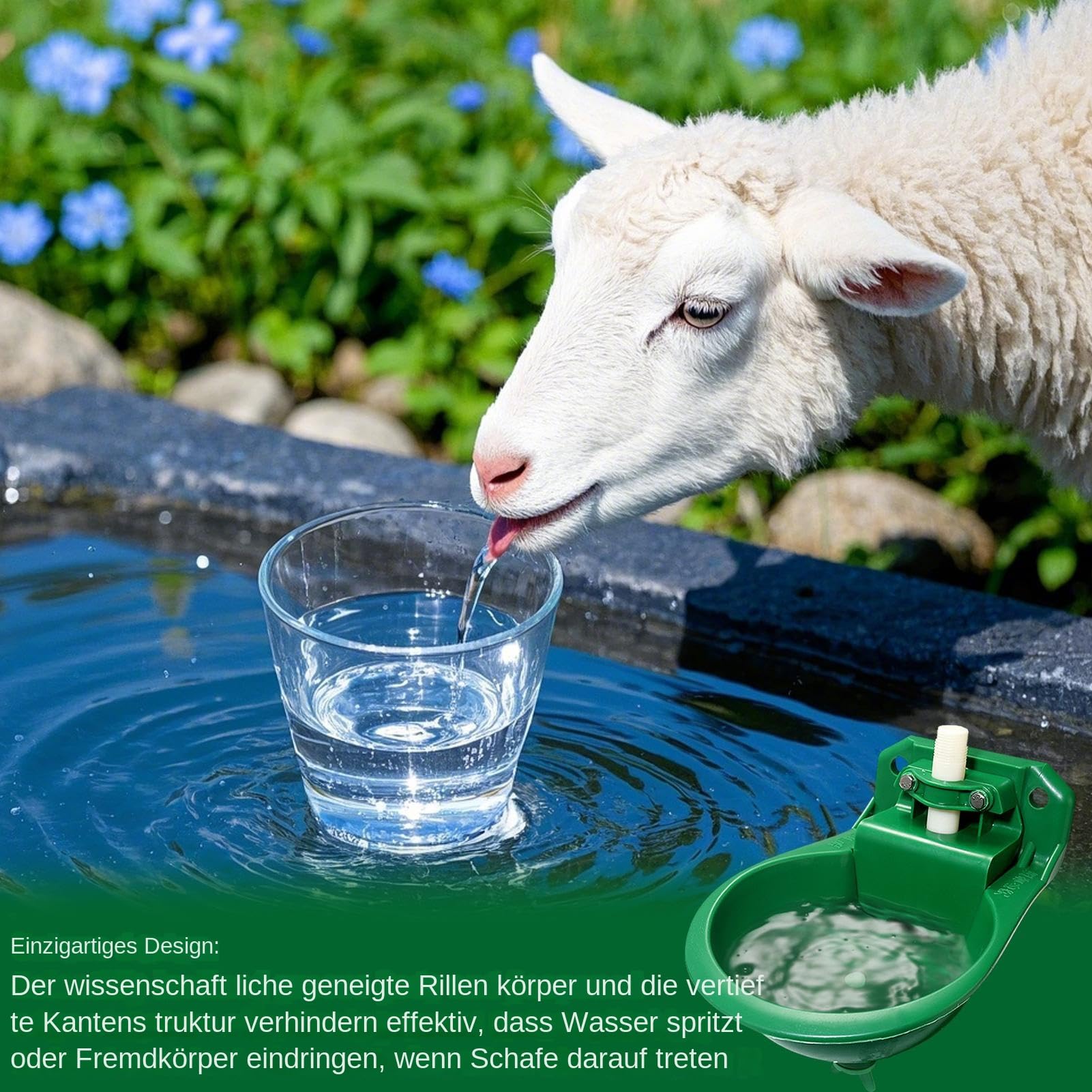 Serbatoio 'acqua automatico, 500 ml Sheep Water Through, mangiatoia per capre – Livestock Water Dispenser, pollame – Attrezzature per l'alimentazione per pollame per interni ed esterni, per