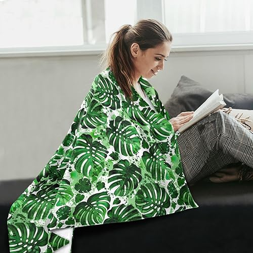 Miniatura 6 de Leaves Monstera Blots Microfiber Plush Blanket for Adults Kids, Comfy Spring Blanket for Couch Bed Office, 60x90 Inches Bed Blanket
