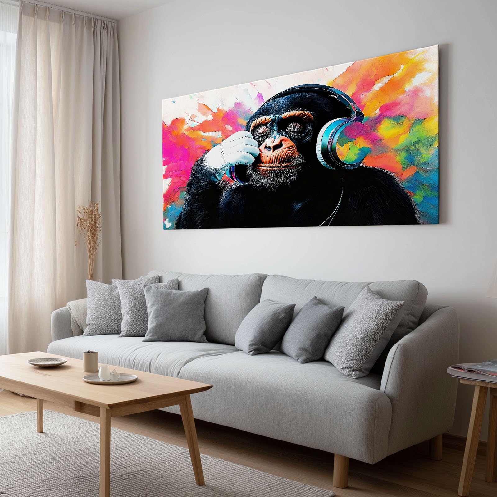 Générique Cadre en Bois Impression sur Toile Singe Abstrait Gaming Salle de Jeux, Tableau Image sur Toile 100x75 cm Tableau Decoration Murale Salle de Jeux Gaming Chambre Garçon
