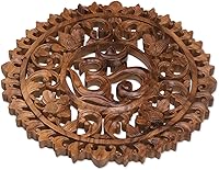 Vista 3 de NOVICA Panel de relieve de madera Om Corona floral hecho a mano
