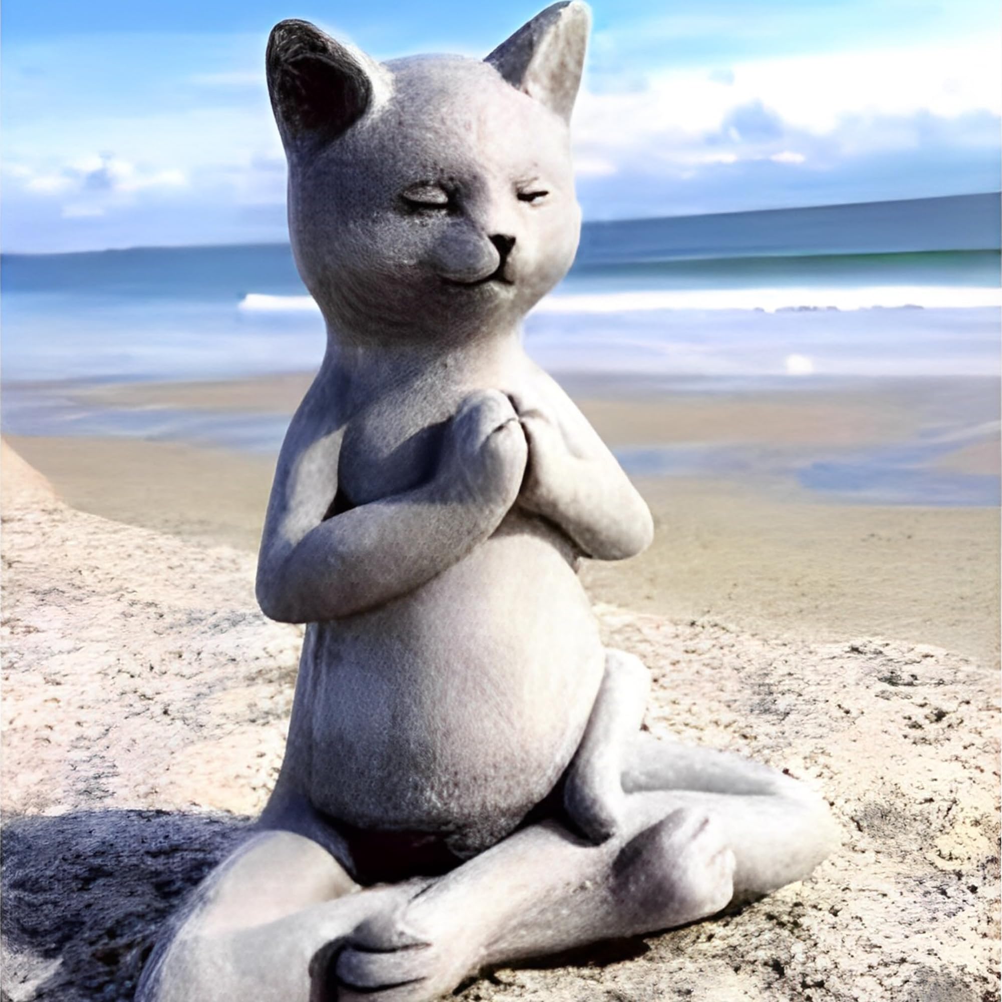 MINGZE Estatua de Buda de Bulldog, Estatuilla de Resina Zen Animal Yoga Escultura de Estatua de Gatos de Meditación de Resina Decoración de Jardín de Césped Interior y Exterior