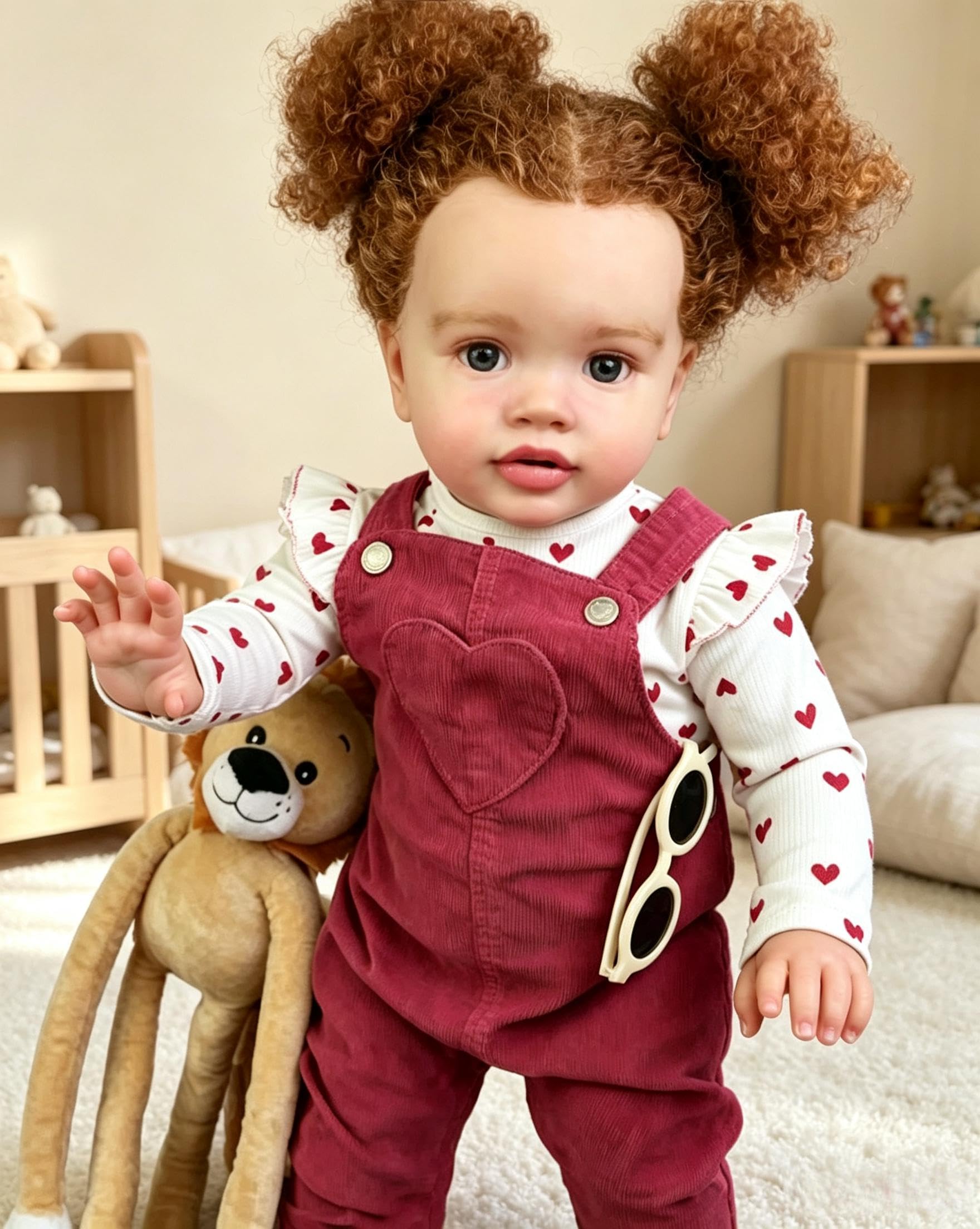RXDOLL Duży rozmiar realistyczne lalki Reborn Baby Dolls Girl 66 cm realistyczna lalka malucha kręcone włosy prawdziwe lalki niemowlęce miękka tkanina winylowa ciało Reborn maluch dziewczyna prezent