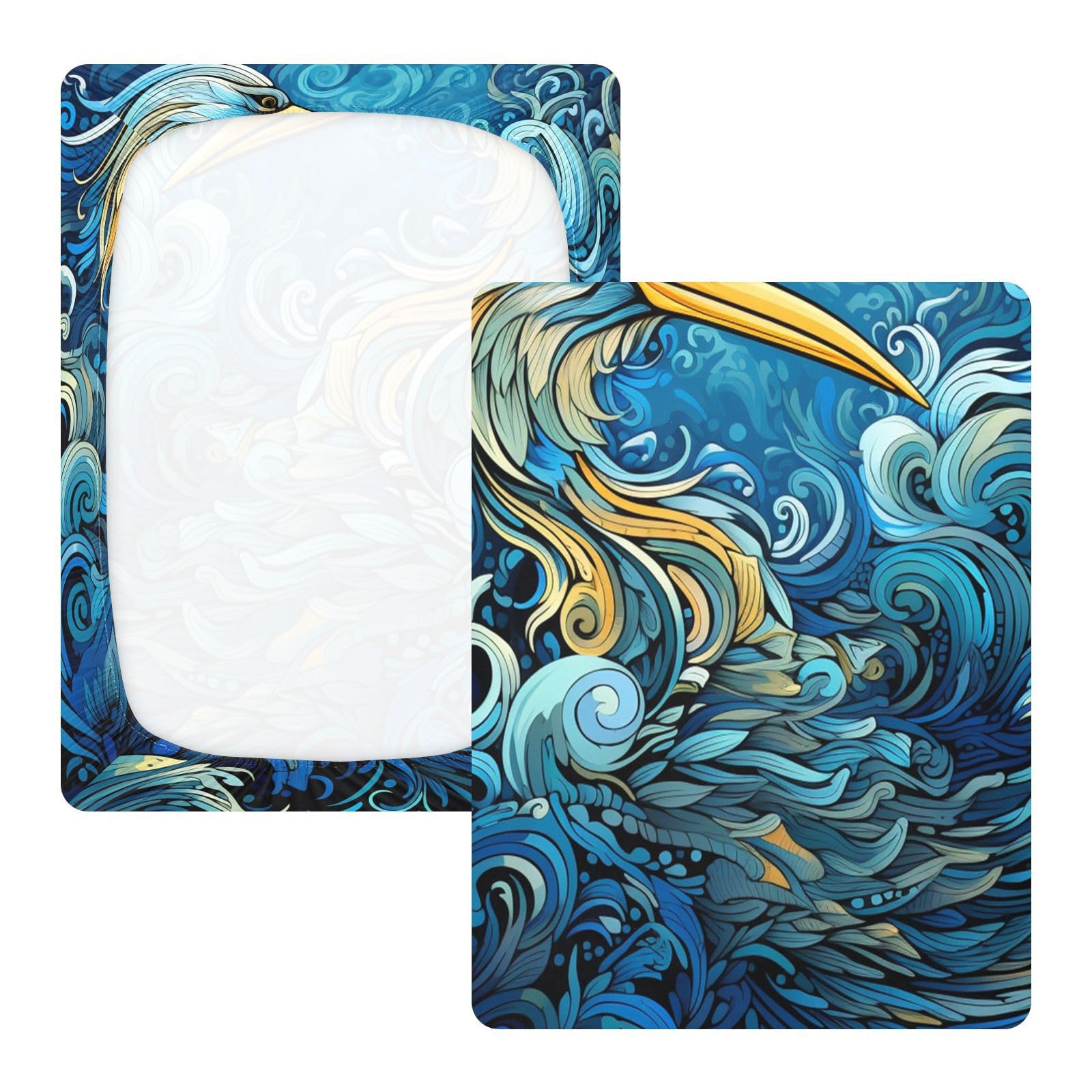 Arte Abstracto PáJaro Azul Sábana de Cuna para Niños Pequeños,Sábanas de Algodón Suave para Bebés Aptas para Colchón Corralito