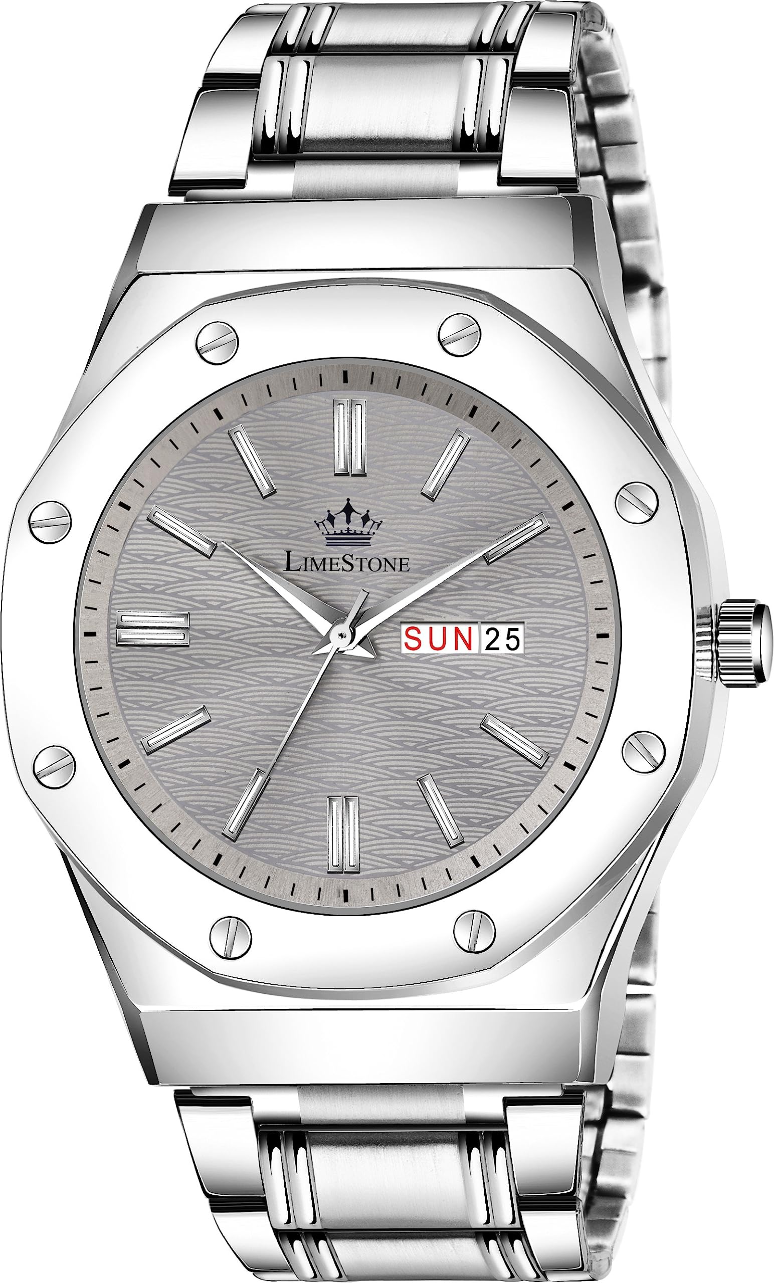 LIMESTONE Day and Date Display Screw Ring AP Design Quartz Analog Watch - for Men (B0CCHX2RK3) Amazon Price History, Amazon Price Tracker