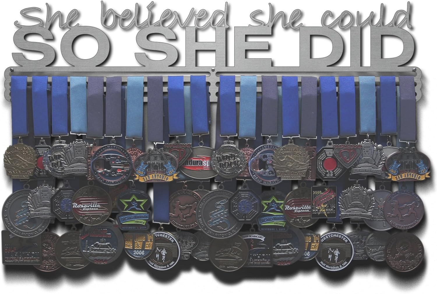 Allied Medal Hangers - She Believed She Could So She Did (Text Only): Awards Display Rack Holder - Multiple Size Options Available