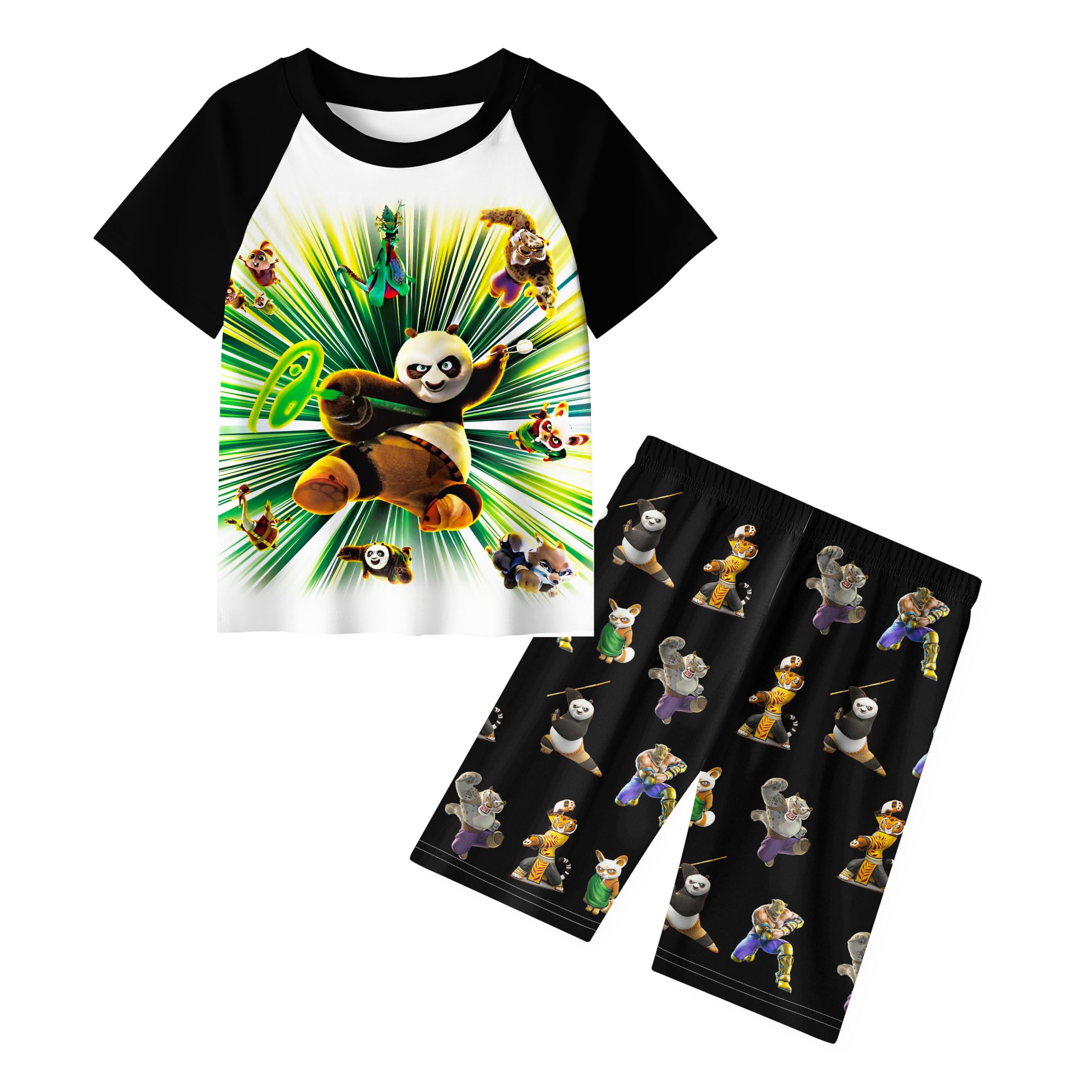 YY-one Girls Panda Dress Kids Cartoon Movie Ruffle Outfit Toddler Casual Playwear Clothes Party Gift