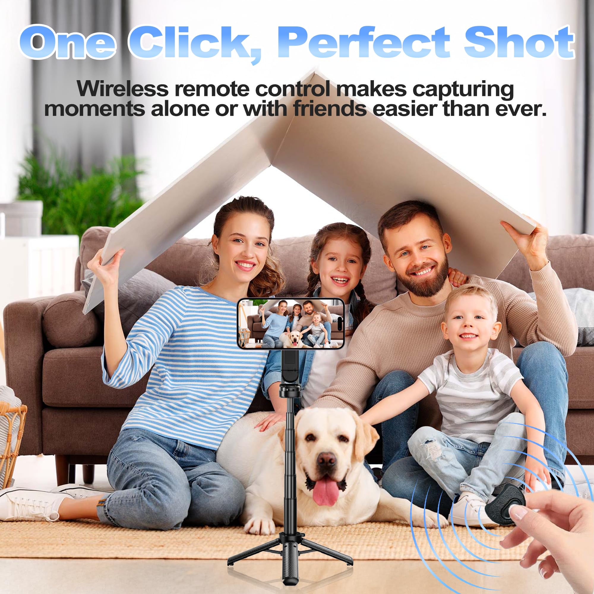 Bastone per selfie 4 in 1, multifunzione, rotazione a 360°, mini treppiede portatile estensibile per telefono con telecomando e anello in metallo per iPhone e Android, per viaggi, vlog, live streaming