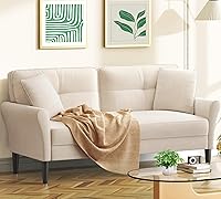 Kidirect 69" Velvet Loveseat Sofa with 2 Pillows - Small Space Couch, Tool-Free Setup, 700lb Capacity, White