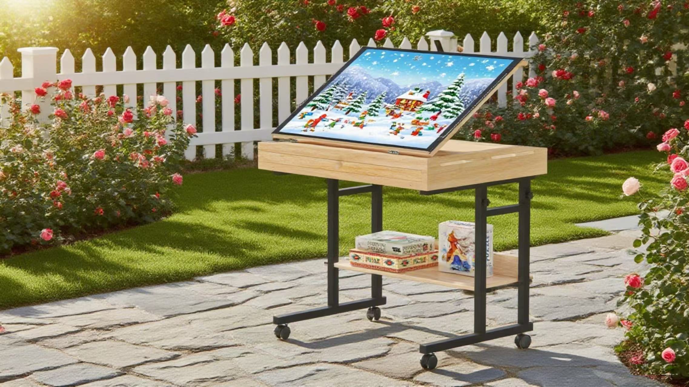 Amazon.com: CEDARDVD Wooden Puzzle Table with Storage for 300-1500