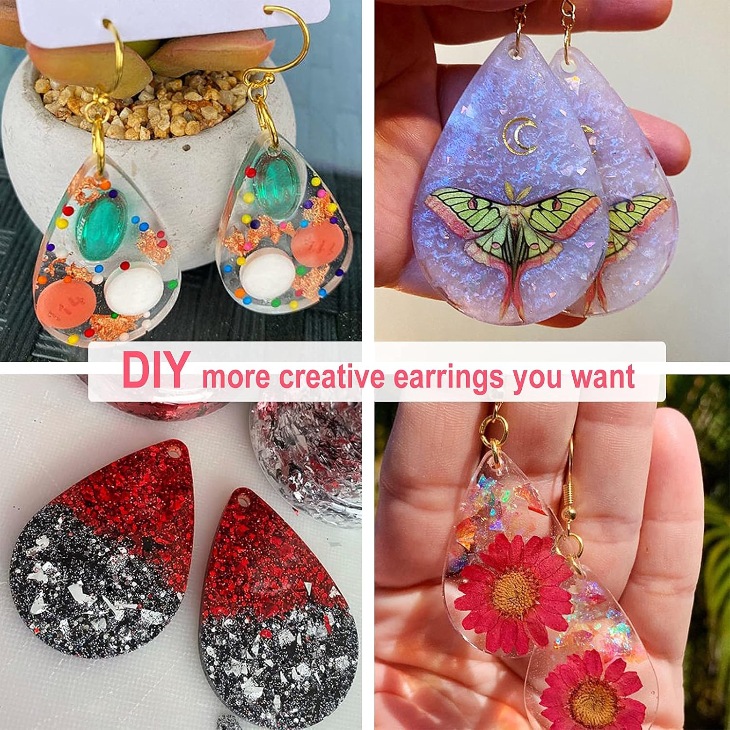 3Pcs Tear Drop Shape Resin Earring Molds for Jewelry Making Mirrored Design Silicone Molds Resin Crafts DIY Fashion Jewelry Resin Silicone Molds for Women Girls Size S M L