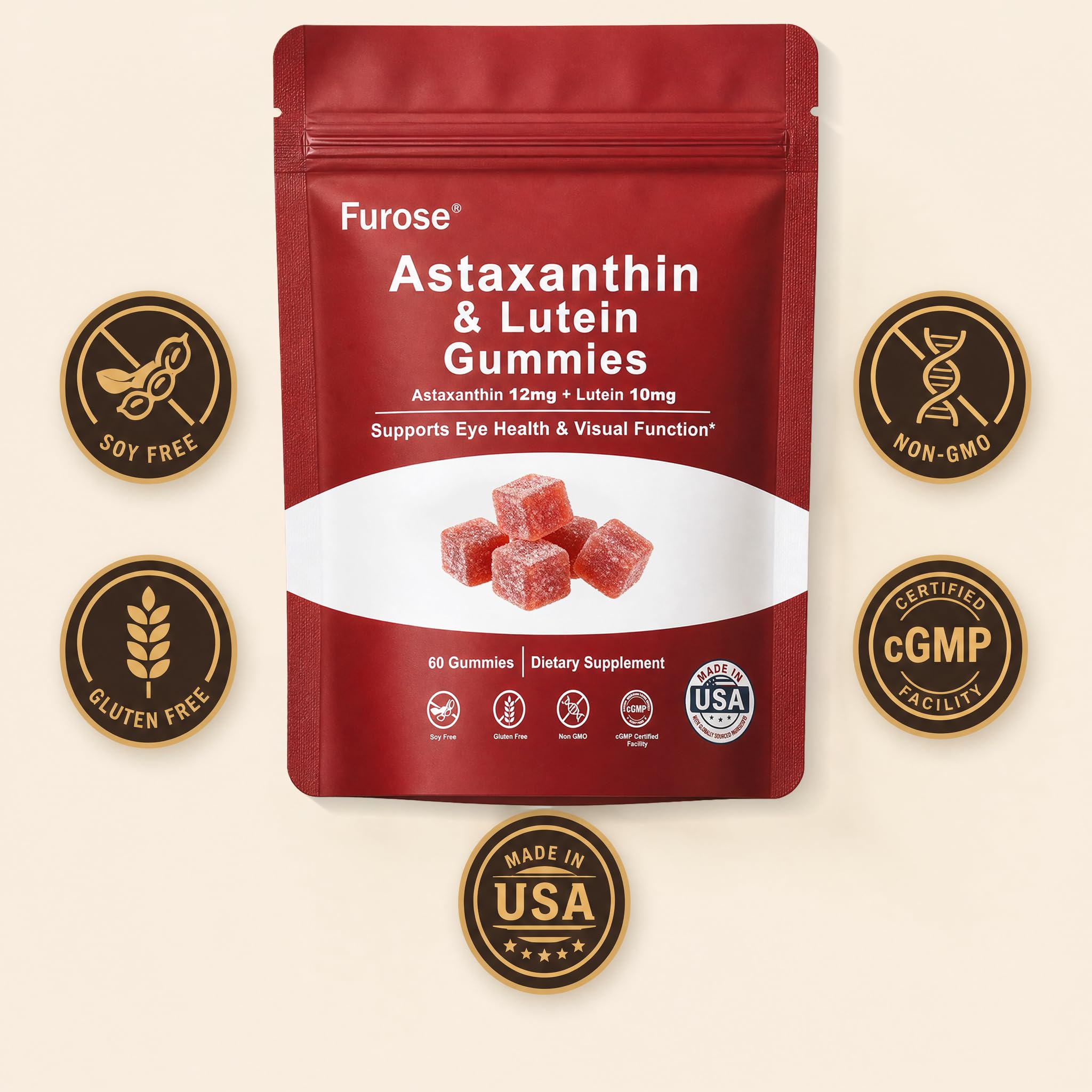 Astaxanthin 12mg & Lutein Gummies, Strength Quadruple Nutrient Antioxidant — Amazon image 2