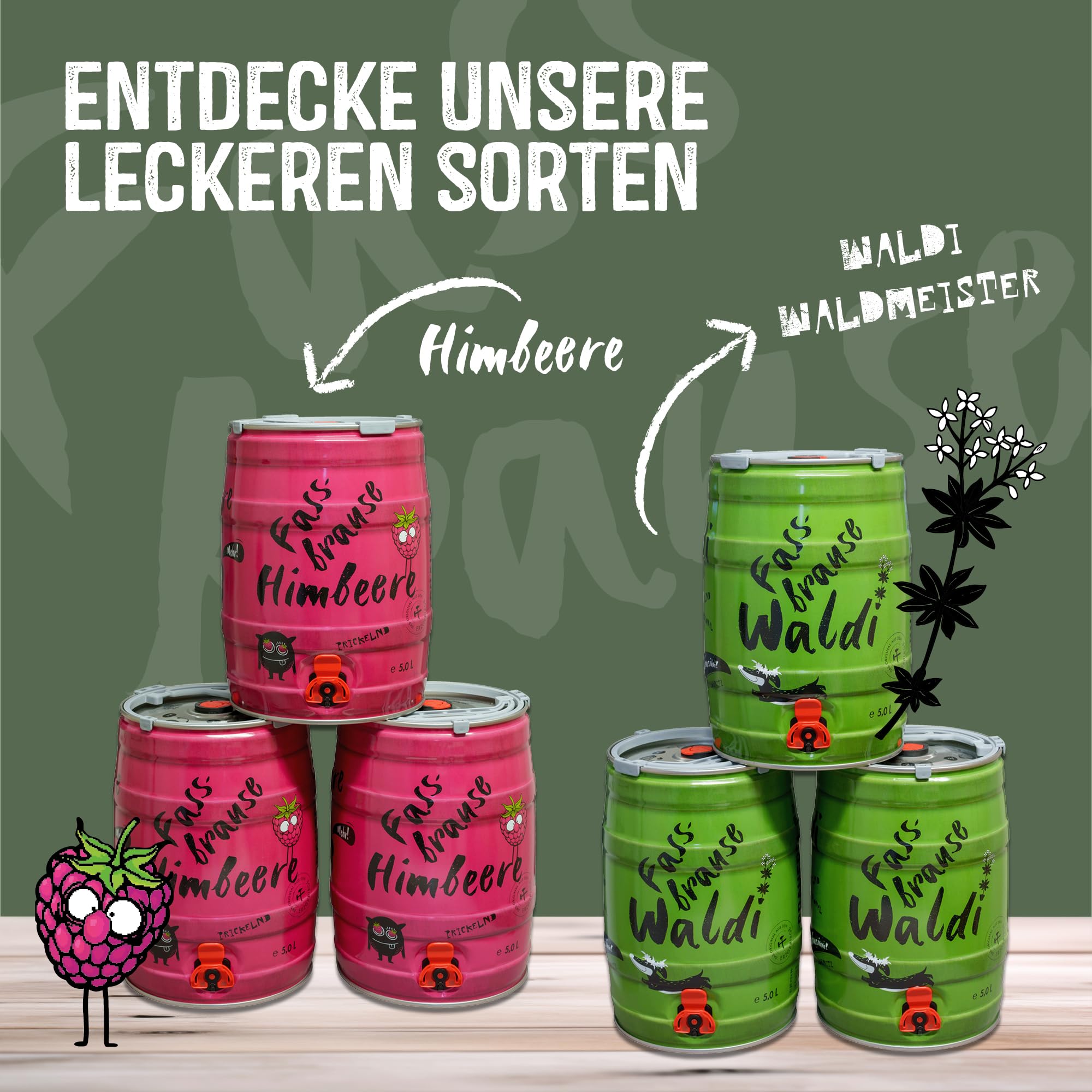 Brauerei Zwönitz Fassbrause Himbeere 5 Liter Partyfass - Himbeer Brause - Erfrischende Brause Limo aus Sachsen