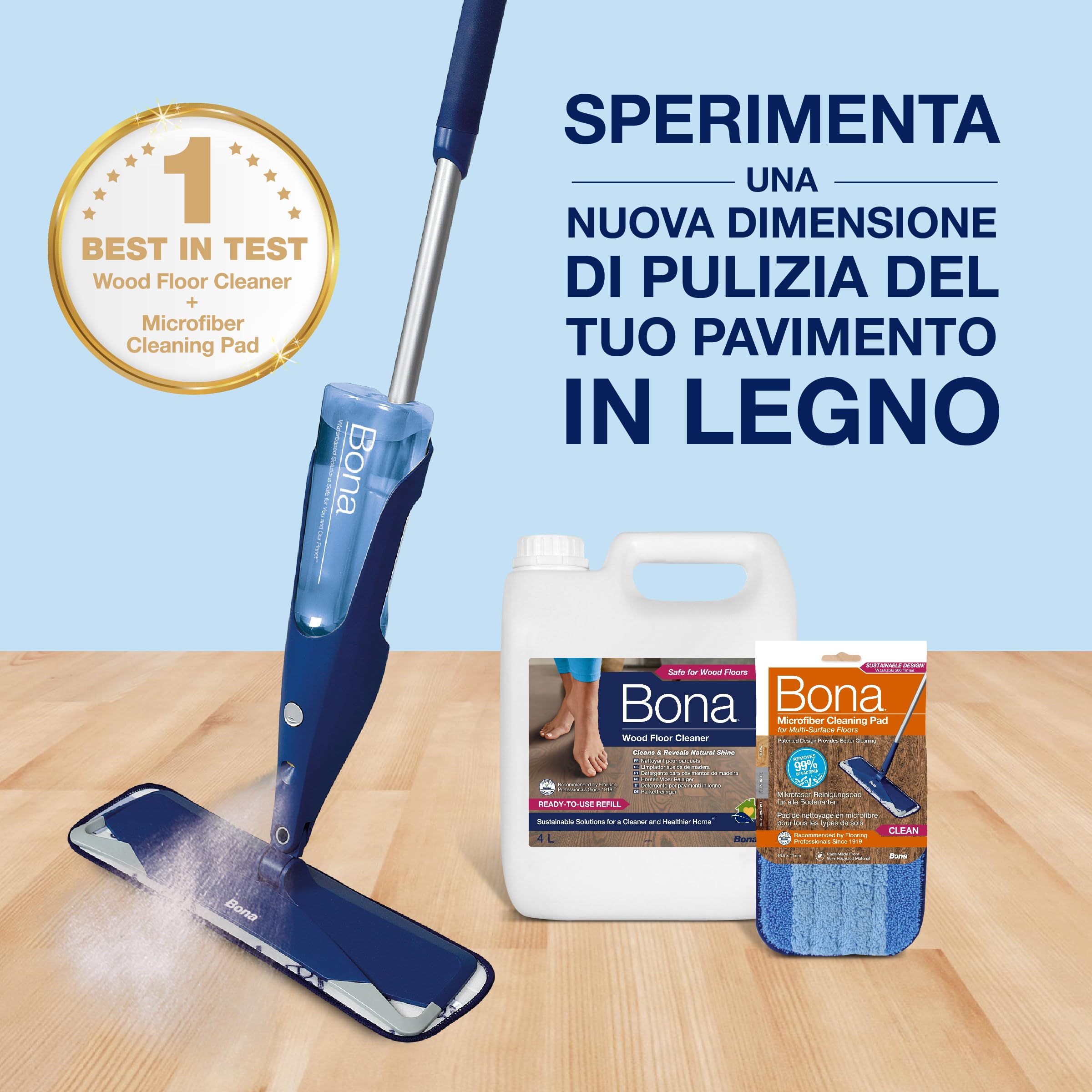 Bona parquet spray mop premio, spray mop lavapavimenti, mop microfibra pavimenti, pulizia pavimenti parquet, set con cuscinetto di pulizia in microfibra extra, mocio, mocio spruzzo, spruzzare, panno