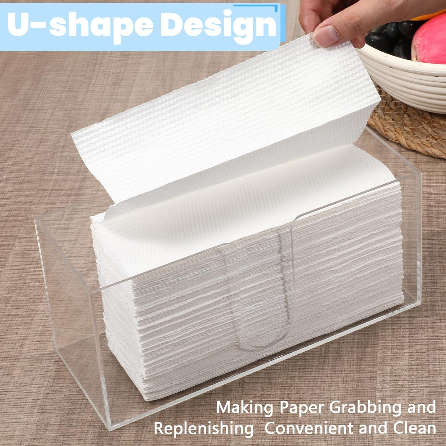 2 Pack Acrylic Countertop Paper Towel Dispenser, Clear Napkin Holder for Bathroom Countertop Paper Towel Holder Z-fold/C-Fold/MultiFold Trifold Papers Towels for Bathroom Kitchen Restaurant(2) - Image 5