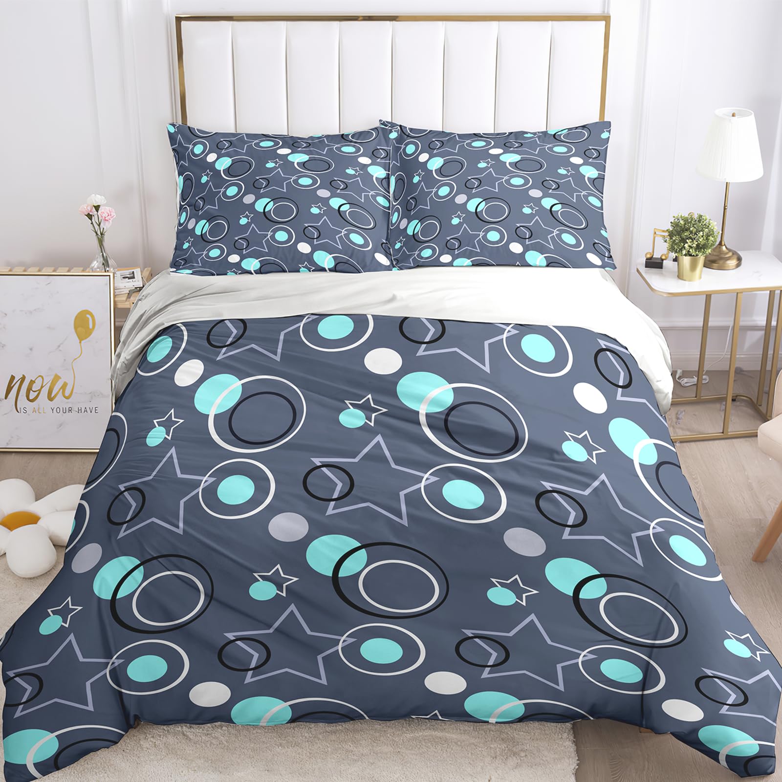Copripiumino geometrico,set di biancheria da letto in morbida microfibra, set da letto, contiene 1 copripiumino e 2 50 x 75 cm federe (A, 220x240cm)