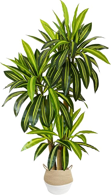 Warmplants Artificial Dracaena Tree, 6ft Tall Fake Dracaena Plant with Basket, Indoor Outdoor Faux Topiary Yucca Trees for Office Home Living Room Porch Patio Décor