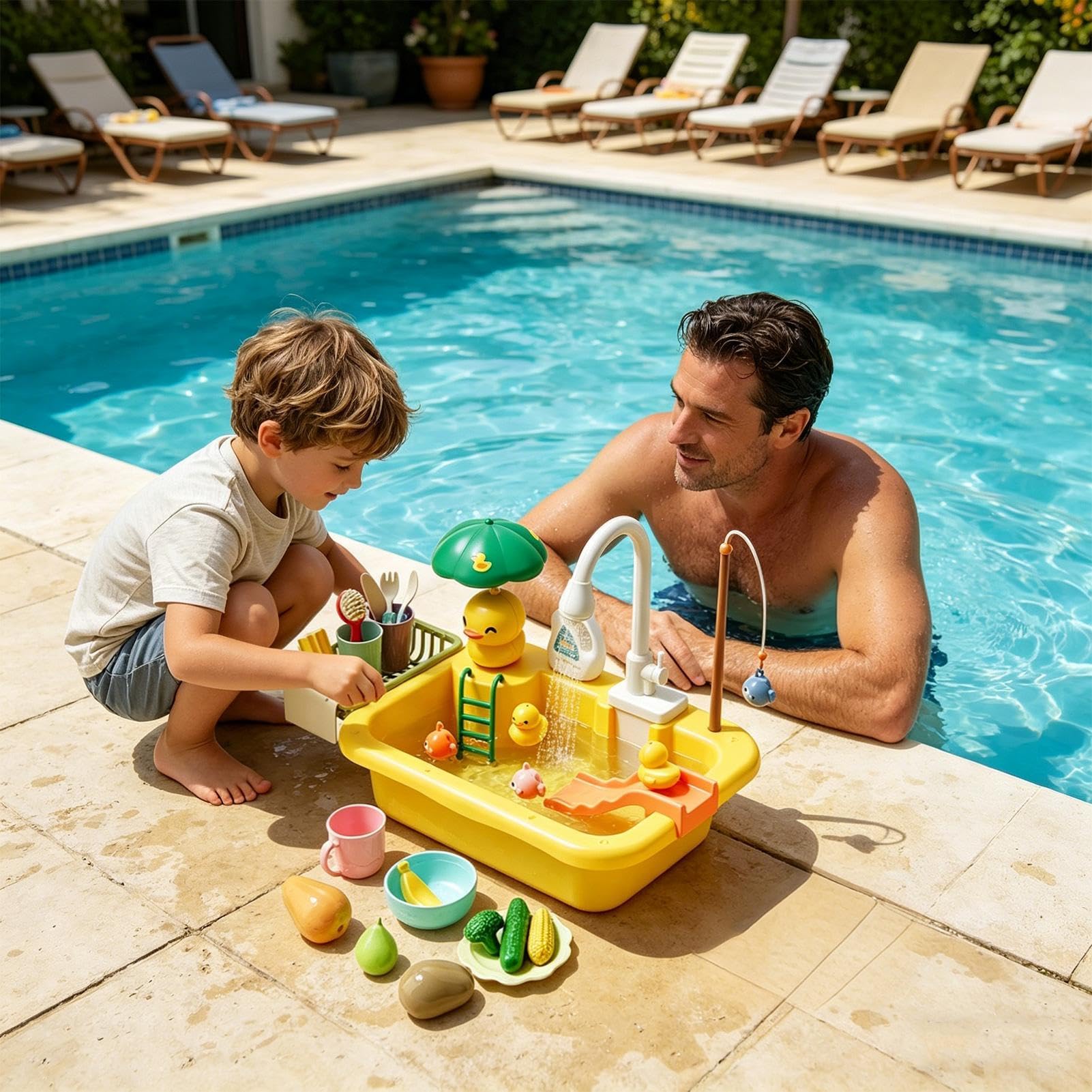 Generisch Kinder Wasserspieltisch für draußen Garten-Pool-Spielzeug | Sommer--Wasserspieltisch für , Garten, Terrasse, , Camping, Kita, Zuhause, Badezimmer, Spielzimmer, Urlaub, Geburtstag