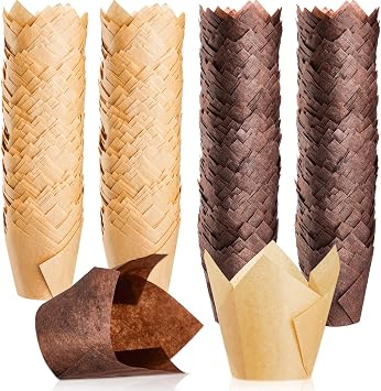 Potchen 800 Pcs Tulip Cupcake Liners Baking Cups Muffin Baking Cupcake Liners Wrappers Greaseproof Tulip Cups Holders for Party Wedding Birthday Baby ShowersSolid,Classic Style