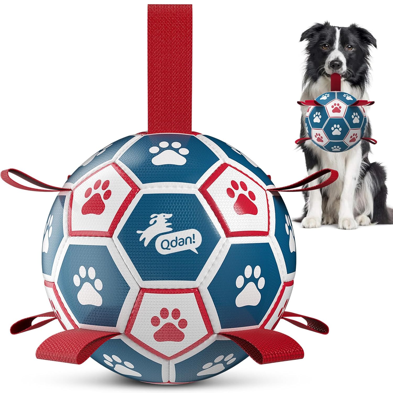 QDAN Dog Balls World Cup Soccer Ball with Straps Durable Herding Balls for Small Medium Pet Puppy Birthday