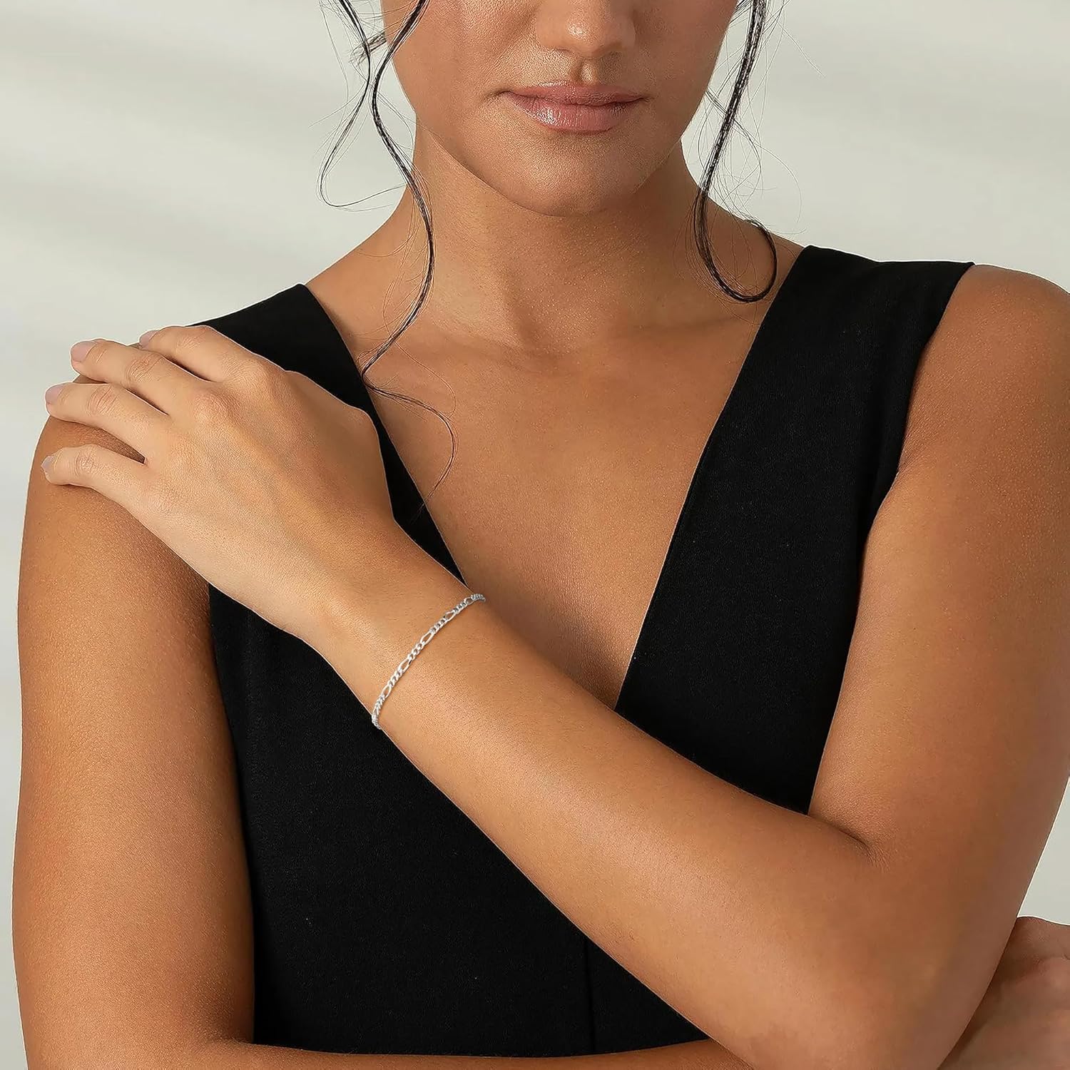 IEFWELL 14K-Real-Gold-Over S925 Sterling Silver Figaro Chain Bracelet for Women, 3mm Sterling Silver/Gold Figaro Link Chain Bracelet Sturdy Women Chain Bracelets, 6.5/7/7.5/8/8.5/9 Inches Jewelry Gift - Image 6