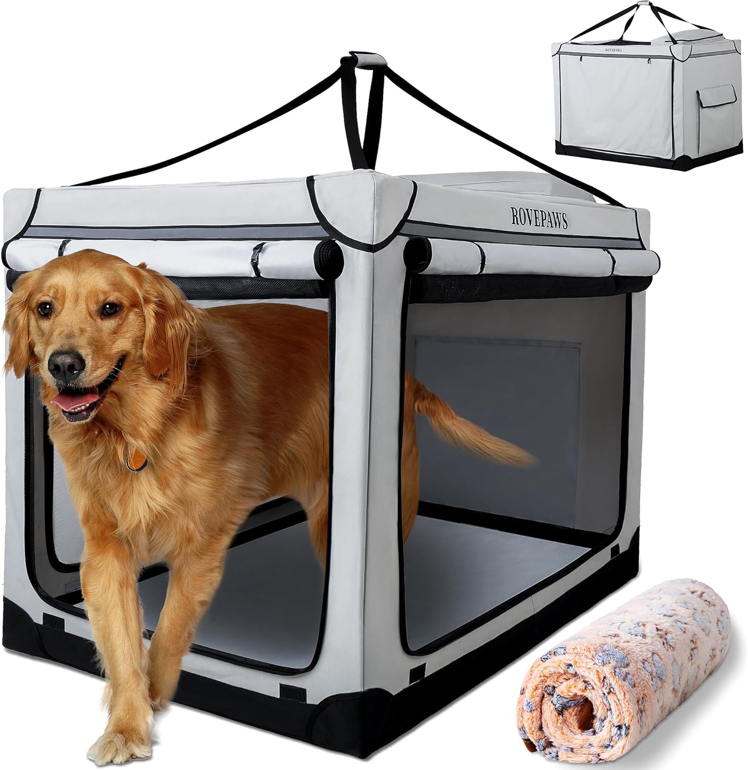 42-Inch Soft-Sided Dog Crate for Comfortable Travel and Safety 42-Inch Soft-Sided Dog Crate for Comfortable Travel and Safety