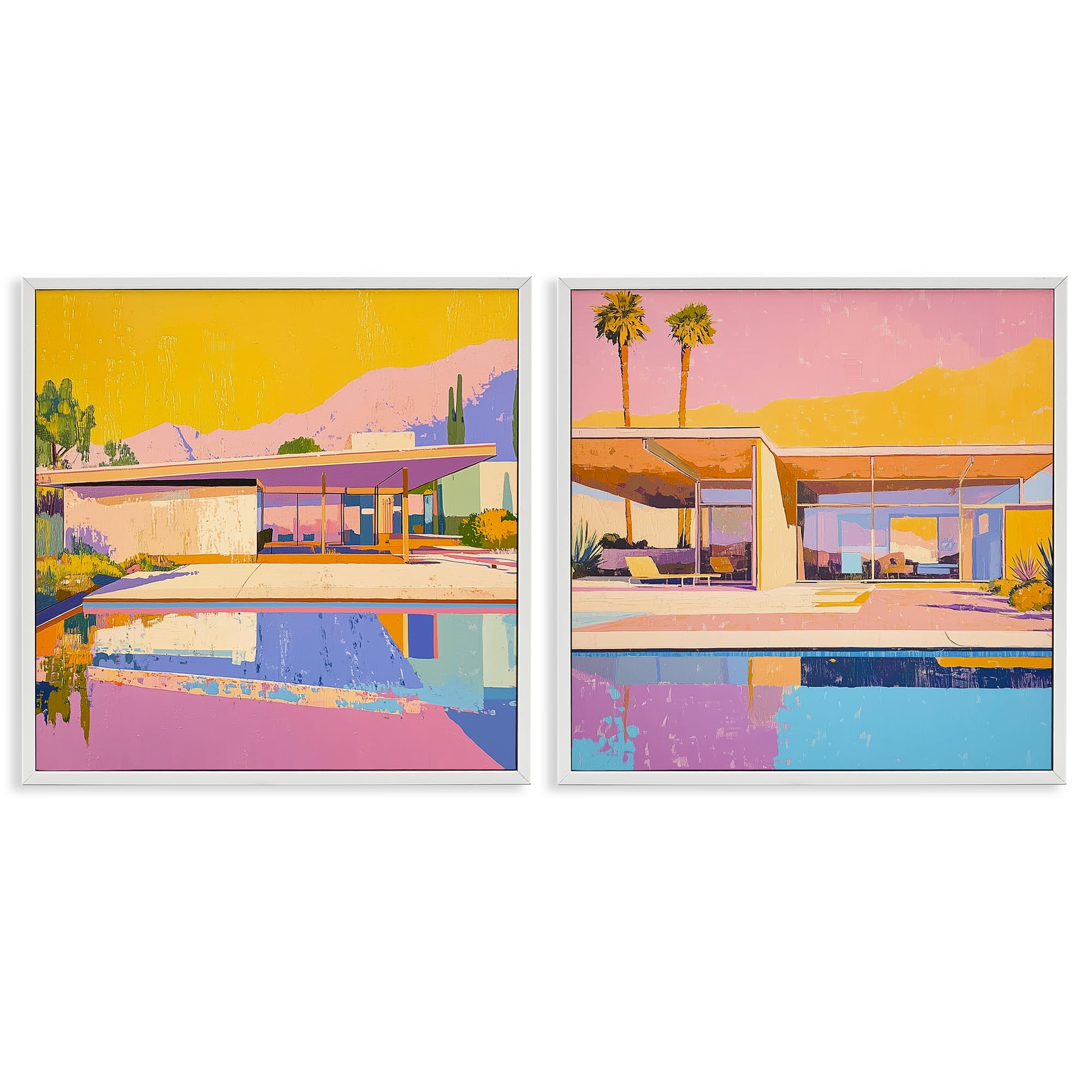 Stupell Industries Coastal White (Textured) 'Case Study Villa'| 2Pc Framed Giclee Art Set 2