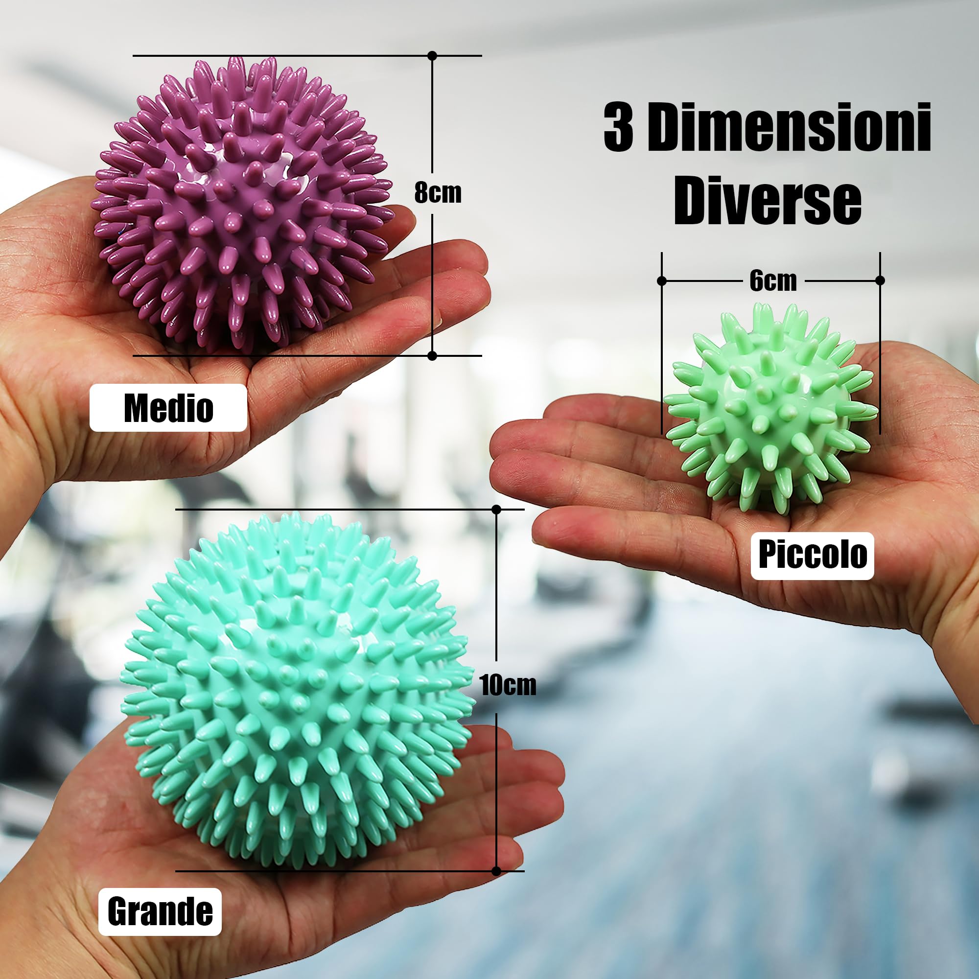 ResultSport - Palla da massaggio Riflessologia da stress - 6cm, 8cm, 10cm - per riflessologia, massaggi dei punti trigger, esercizi contro lo stress e il dolore miofasciale e lacrosse