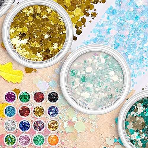 4 Box Fantasy Sequined Irregular Face Body Set Cosmetic Body Accessories For Festival Makeup Eyes(Set of 16)