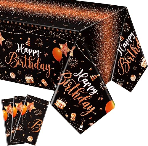 Miniatura 10 de Tudomro 3 manteles rectangulares de plástico para decoración de fiesta de cumpleaños, para mujeres y hombres, suministros de fiesta de baby shower
