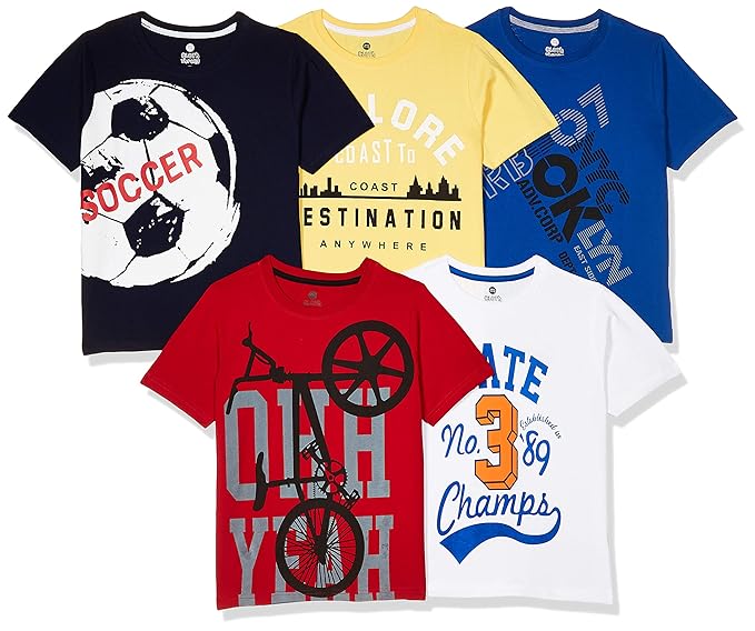 Cloth Theory Boys Regular fit Cotton T-Shirt( Pack of 5)